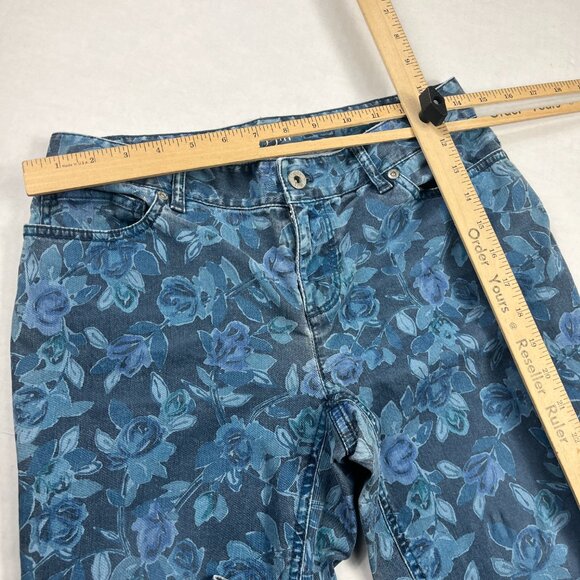 J.Jill Slim Fit Jeans Floral Botanical Denim Feminine Straight Leg Stretch 4P - Picture 9 of 15